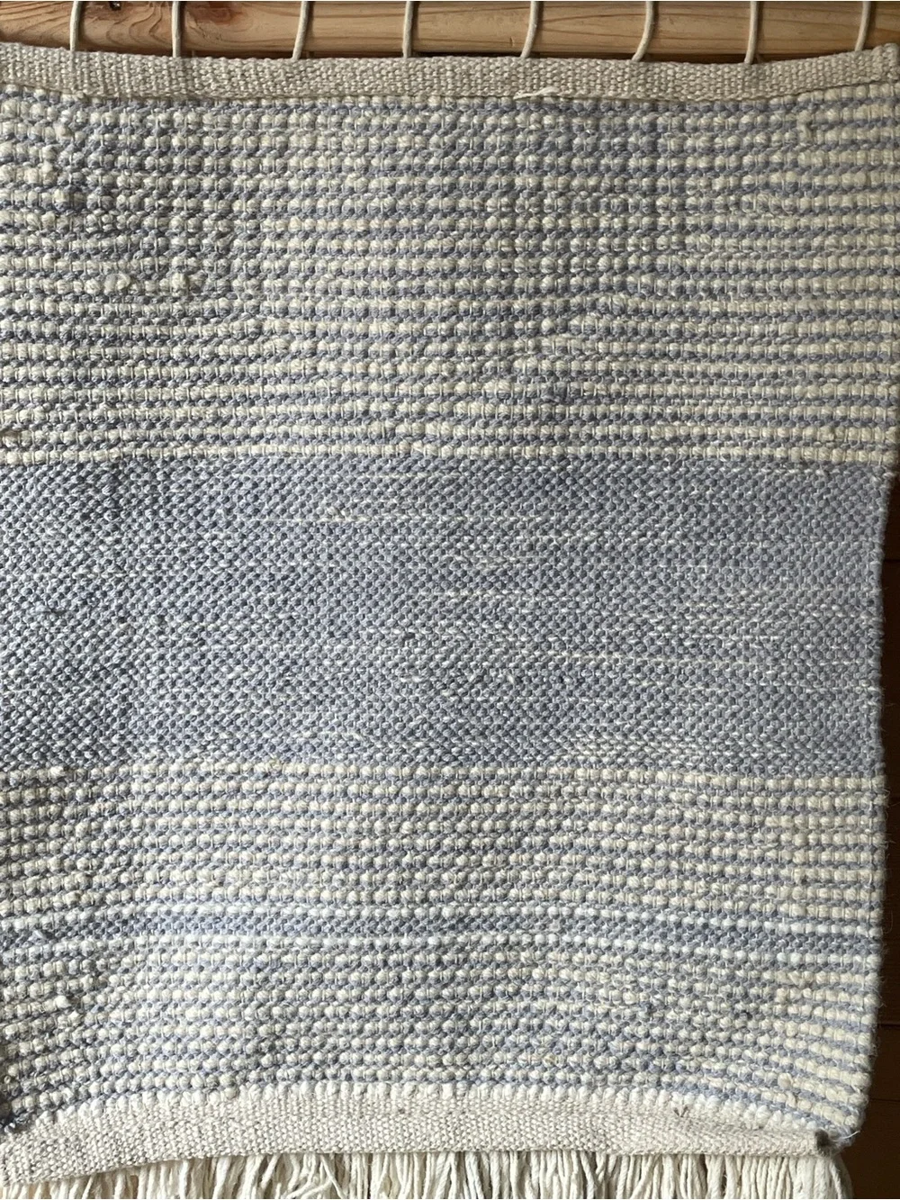 Handwoven Cream & Blue Boho Wall Hanging Macramé Tapestry